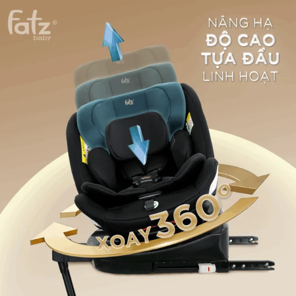 Ghế ngồi &ocirc; t&ocirc; an to&agrave;n cho b&eacute; Fatzbaby Protect 2 xoay 360&deg; i-Size c&oacute; isofix v&agrave; ch&acirc;n đỡ - CY18