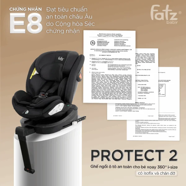 Ghế ngồi &ocirc; t&ocirc; an to&agrave;n cho b&eacute; Fatzbaby Protect 2 xoay 360&deg; i-Size c&oacute; isofix v&agrave; ch&acirc;n đỡ - CY18