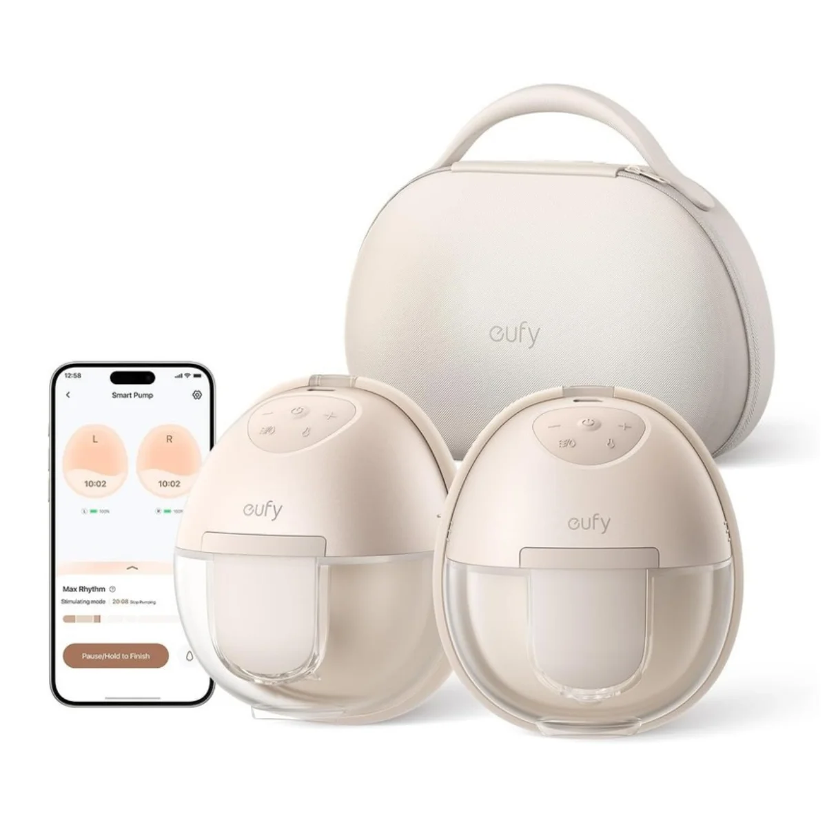Máy hút sữa rảnh tay cao cấp Eufy S1 và S1 Pro - Hút và kích sữa tốt, nhỏ gọn, tiện lợi, êm ái, sưởi ấm HeatFlow™, có hộp sạc di động, kết nối app mobile