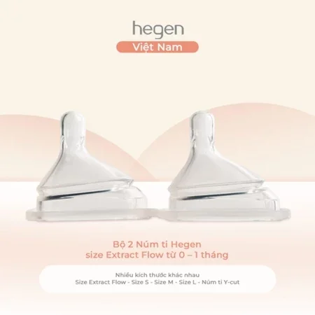Bộ 2 Núm ti Hegen size Extract Flow từ 0 – 1 tháng