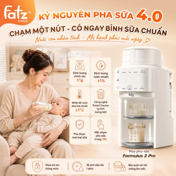 M&aacute;y pha sữa điều chỉnh nhiệt độ th&ocirc;ng minh tự động Fatzbaby Formulus 2 Pro - FB8571BT